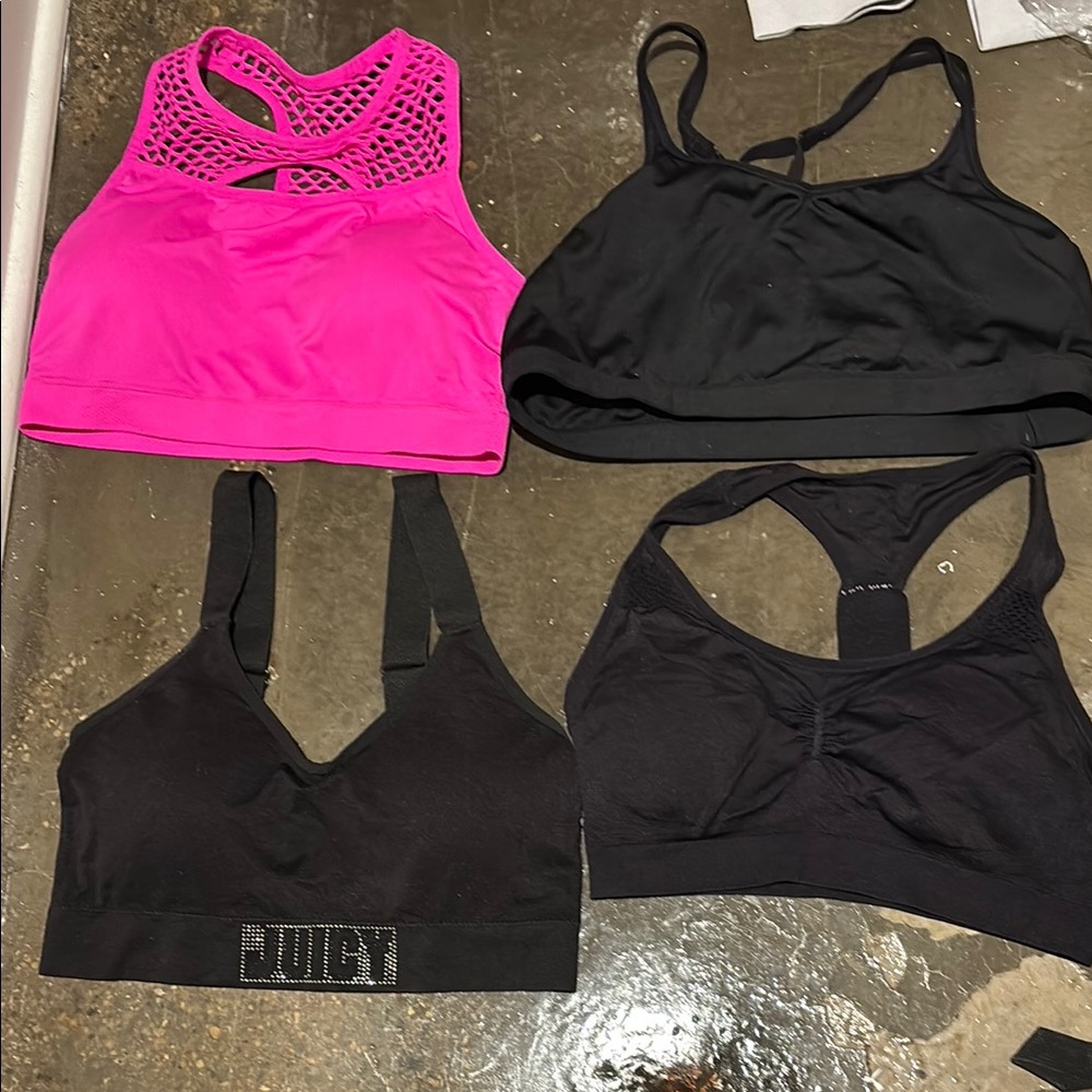 Juicy Couture Pink and Black Sports Bras Set variety  all 4